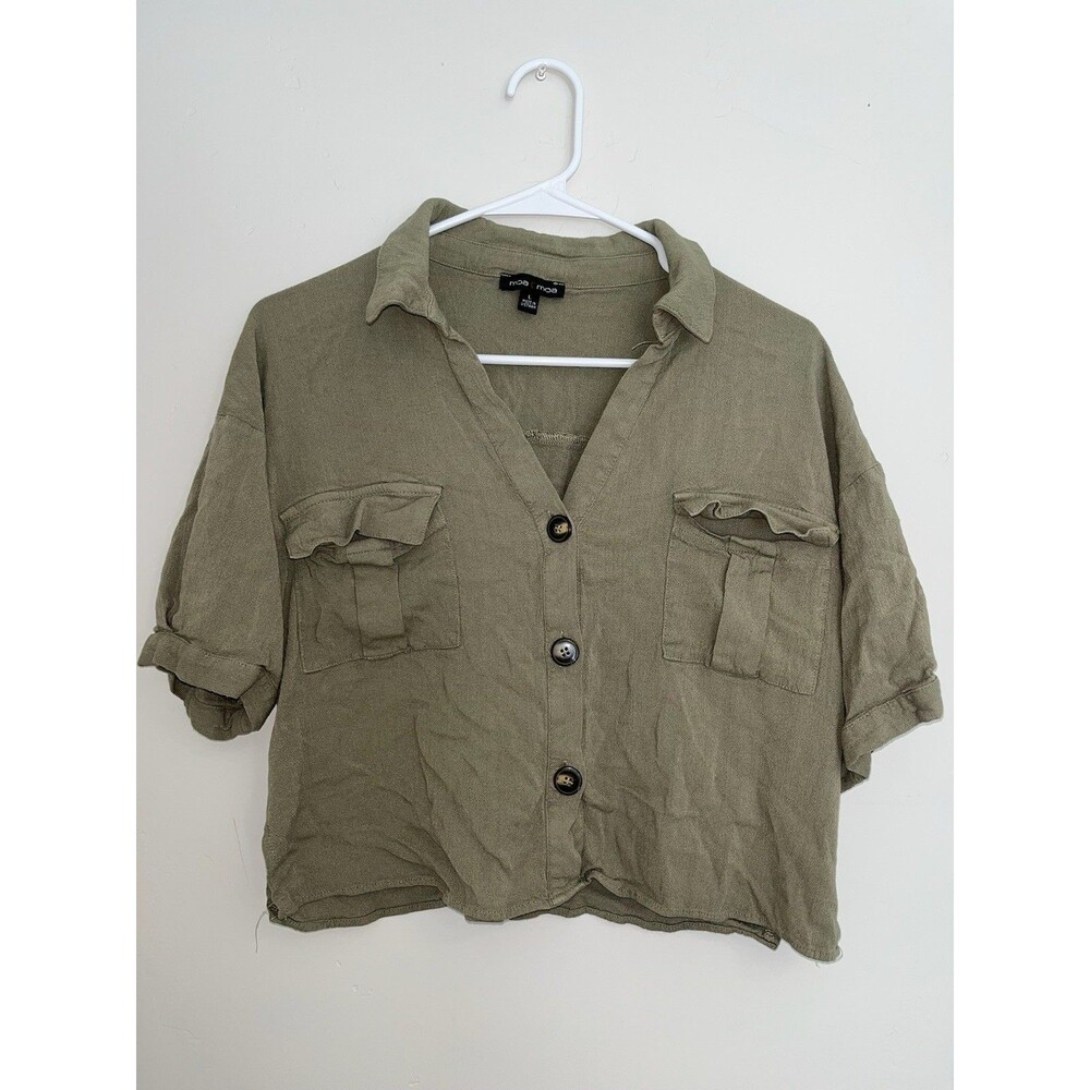 Moa Moa Olive Green Button Down size Large